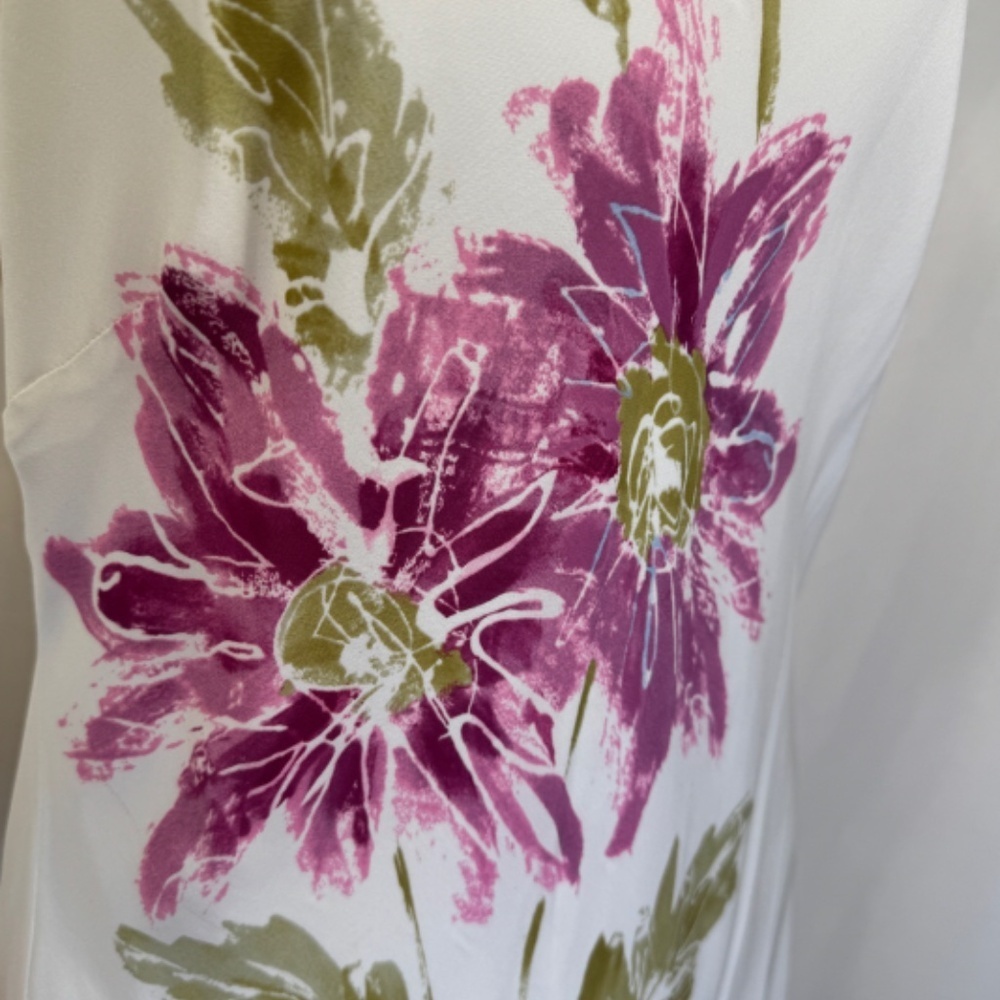 Peter Nygard Dress Womens Size 10 White Floral Spagetti Strap Chiffon Coastal - Picture 5 of 5